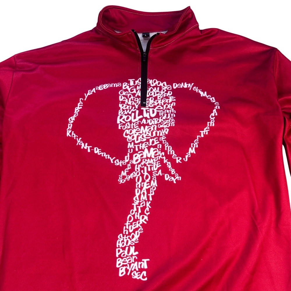 Alabama Crimson‎ Tide Word Art Elephant Quarter Zip Pullover Red Womens Large